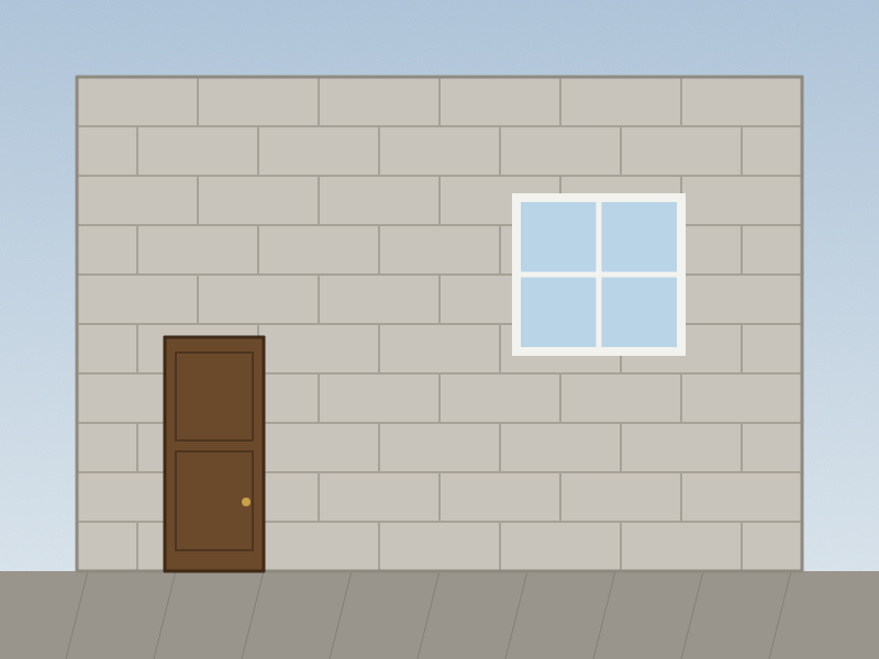 Example block wall with a door and a window