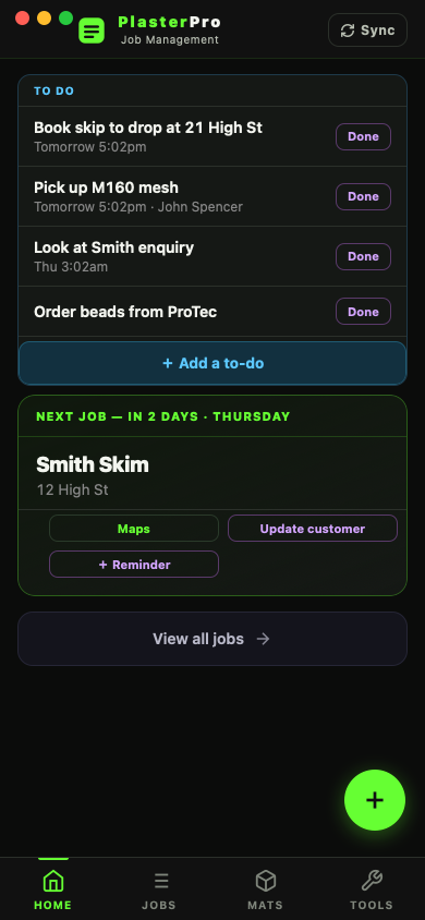 Home screen with the To do list